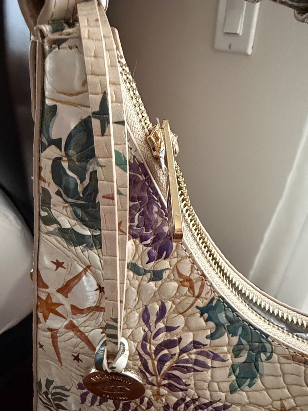 Brahmin Cream Sun & Moon Print Shoulder Bag - Picture 4 of 6